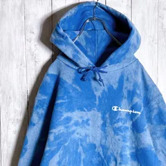 【海外モデル】00s 古着 Champion チャンピオン ブリーチ ブルー パーカー＃565