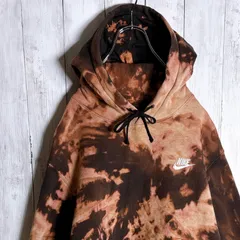 【海外モデル】00s NIKE 黒 ブラック ブリーチ タイダイ 大人気 入手困難 Vintage Sweat Hoodie Parka #303