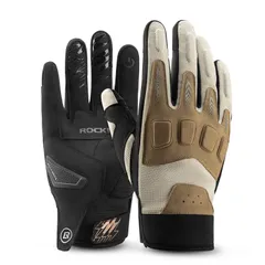 ROCKBROS バイク グローブ 春夏 バイクグローブ スマホ対応 プロテクター 耐衝撃 滑り止め サイクルグローブ 耐久性 耐摩耗 通気性 オートバイ 自転車 原付 サイクリング ツーリング 通勤通学 メンズ レディース 男女兼用 フルフィンガー