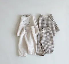 【値下げ】子供服 ベビー服 赤ちゃん 上下セット 綿麻 リネン 春夏服 パジャマ 部屋着 可愛い クマ柄 男の子 女の子 孫 キッズ セットアップ ルームウェア