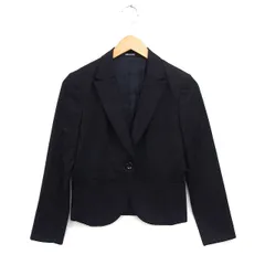 コムサデモード COMME CA DU MODE テーラード ジャケット アウター ストライプ ウール 総裏地 9 黒 ブラック /NT23