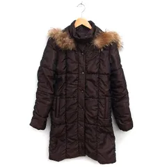 プロフィール PROFILE ラクーンファー 中綿コート アウター ミドル ジップアップ リブ 38 茶 ブラウン /NT3