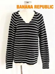 BANANA REPUBLIC　バナナリパブリック　ボーダーニット　Mサイズ　ブラック×ホワイト　カジュアル　おしゃれ　お出掛け　送料込み　6462543