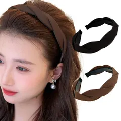 ツイスト 編み込み風 ヘアアレンジ ヘッドバンド カワイイ コーム付き くし付き 幅広 シンプル 韓国 オシャレ No88 ヘアバンド 痛くない ブラック レディース カチューシャ ブラウン ロドリーミシェ