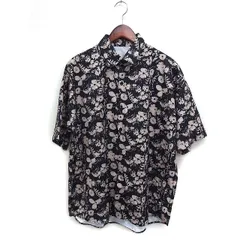 シブラ Sibra フラワープリント シャツ ブラウス 半袖 ゆったり ブラック 黒 /FT9