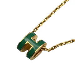 HERMES(エルメス) ネックレス美品  ミニポップアッシュ グリーン×ゴールド