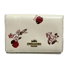 COACH(コーチ) Wホック財布 - 6413 ベージュ×レッド×マルチ フラワー(花)/型押し加工 レザー