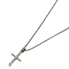 4℃(ヨンドシー) ネックレス - K10WG×ダイヤモンド 6Pダイヤ/クロス(十字架)