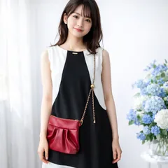 【ポーチ型お散歩ポシェット 】大人可愛い 3WAY ミニショルダーバッグ スマホポーチ 軽量PUレザー エナメルレッド