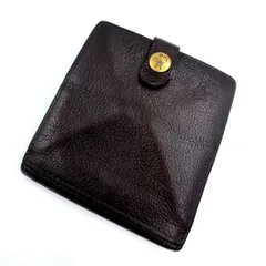 ✨早い者勝ち✨イルビゾンテ 本革 折り財布 金ボタン ロゴ刻印 ダークブラウン dark brown こげ茶 ゴールド金具 ヌメ革 シボ革 大人気