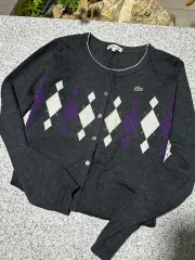 LACOSTE ウール100 アーガイル カーディガン