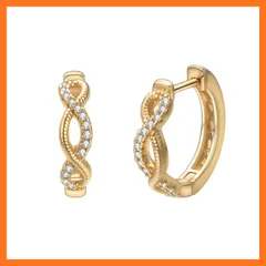 【新品】 JOLCHIF 14K ゴールド メッキ キュービックジルコニア フープ イヤリング レディース、ハート デザイン バック、クリスタル アクセント、ロープ デザイン、インフィニティ ツイスト フープ イヤリング ジュエリー