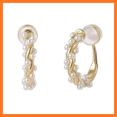 【新品】 Zhejia イヤリング レディース かわいい ノンホールピアス イヤーカフ フープピアス ゴールドメッキ 痛くないイヤリング パール 穴なし 両耳セット 人気 結婚式 記念日 プレゼント