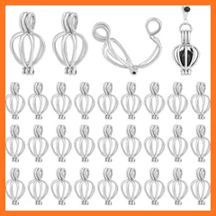 【新品】 [PH PandaHall] パールケージペンダント 30個 真鍮製 ビーズ ケージ ペンダント 開閉可能 ストーンホルダー ネックレス ピアス ジュエリー DIY クラフト用 プラチナ