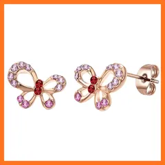 【新品】 Yoursfs 蝶 ピアス レディース ジルコニア 可愛い ピアス ピンクゴールド イヤリング 仕事 カジュアル ジュエリー ギフト