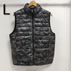 ks114◆新品  迷彩 ダウンベスト メンズ Lサイズ グレー 撥水・軽量・保温 ダウン40% LAPWING