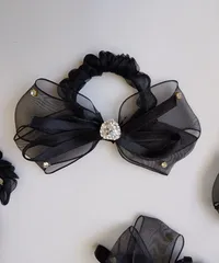 リボンシュシュ ヘアゴム レディース