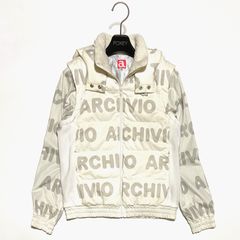【値下げ】美品 アルチビオ 中綿フードジャケット38 M archivio アルチビオ 中綿ジャケット フード 総柄 袖取外し ベスト