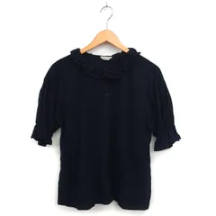 サマンサモスモス SM2 シャツ ブラウス フリルカラー コットン 綿 シワ加工 七分袖 F 黒 ブラック /NT16