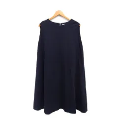 スピック&スパン Spick&Span フレア ワンピース ノースリーブ ロング丈 無地 リネン混 ネイビー 紺 /FT14