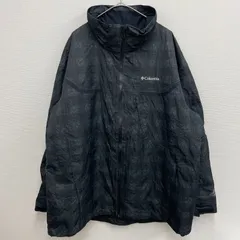 Columbia マウンテンパーカー ブラック 刺繍ロゴ 胸ポケット ビッグサイズ【メンズ2XL】