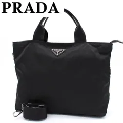 【美品】PRADA テスートナイロン ハンドバッグ 三角プレート 2way 黒色