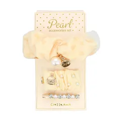 shobido 粧美堂 ちいかわ パール ヘアアクセサリー シュシュ ヘアクリップ 大小 3点セット （ うさぎ ） [うさぎ]