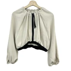 ELENDEEK(エレンディーク) ブルゾン サイズ01 S レディース美品  - アイボリー×黒 長袖/ショート丈/ジップアップ/春/秋