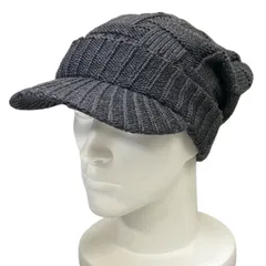 つば付きニット帽 キャスケット 男女兼用 フリーサイズ 防寒 厚手 グレー