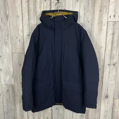 Eddie Bauer エディーバウアー ネイビー フード 取り外し可能 肉厚 ナイロン 中綿 ダウンジャケット メンズ L サイズ