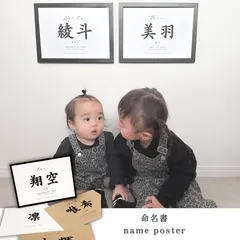 【命名書】漢字命名書 ネームポスター 手形足形 A4 赤ちゃん 月齢フォト