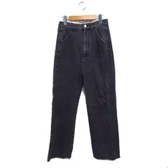 カスタネ Kastane デニム ジーンズ ワイド ストレート パンツ バックレースアップ カットオフ 2 ブラック 黒 /FT14