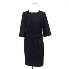 アナイ ANAYI スカートスーツ セットアップ ノーカラー ショート ジャケット スカート ミニ タイト タック 36 黒 ブラック /NT34