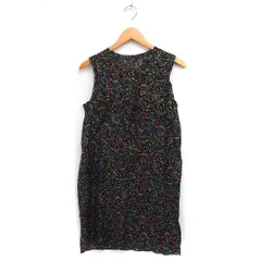 マカフィー MACPHEE トゥモローランド 花柄 ノースリーブ ワンピース ひざ丈 コットン 綿 38 ブラック 黒 /FT38