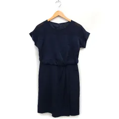 アンタイトル UNTITLED フォーマル ワンピース 半袖 ひざ丈 透け感 無地 2 ネイビー 紺 /FT32