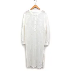 ディスコート Discoat タグ付き シアー ニット ワンピース 長袖 ロング丈 透かし編み F オフホワイト 白 /FT26