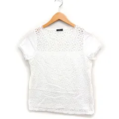 コムサイズム COMME CA ISM 切替 レース カットソー 半袖 メッシュ付き M ホワイト 白 /FT2