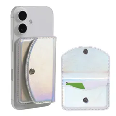 [ハミィ] iFace MagSynq カードウォレット MagSafe 対応 (サイドフラップ/オーロラシルバー)【 横開き カードケース スリム ウォレット カード2枚収納 マグネット搭載 マグセーフ対応 非接触式IC [サイドフラップ/オーロラシルバー]