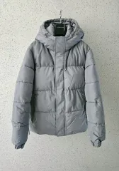 ザラ フード パファー ダウン ジャケット ライト グレー 6985 321