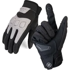 ROCKBROS バイク グローブ 春 夏 バイク手袋 プロテクター スマホ対応 メッシュ 通気性 耐衝撃 滑り止め バイクグローブ 自転車 アウトドア オートバイ レーシング オフロード メンズ レディース (ブラックグレー XL)