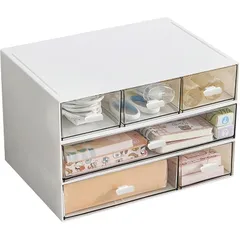 Lasola 小物入れ 引き出し 卓上収納ケース 組み合わせ自由 小物棚 デスクオーガナイザー おしゃれ卓上収納ボックス 化粧品 文房具 デスク収納 組立不要 (23cm*17cm*25cm-5段式) (23cm*17cm*15cm-3段式)