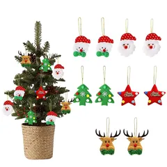 フェルト クリスマス オーナメント 10個セット 可愛い サンタクロース 雪だるま トナカイ クリスマスツリー 星 フェルト クリスマス 人形 ぬいぐるみ 吊り クリスマスツリー オーナメント 飾り クリスマスデコレーション プレゼント (C) 0