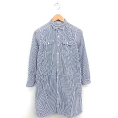 マカフィー MACPHEE トゥモローランド シャツワンピ ワンピース ミモレ丈 ロング ストライプ 薄手 長袖 38 ブルー ホワイト 青 白 /TT