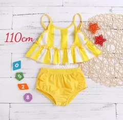 新品90〜110cm♡イエロー キッズ水着 ビキニ