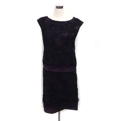 アナイ ANAYI セットアップ スカートスーツ チュール テープ刺繍 ノースリーブ ひざ丈 38 パープル 紫 /FT25