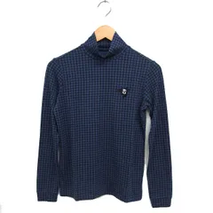 パーリーゲイツ PEARLY GATES 国内正規品 ゴルフウェア ハイネック 千鳥柄 インナーシャツ ストレッチ ロゴ 長袖 1 紺 ネイビー /NT25