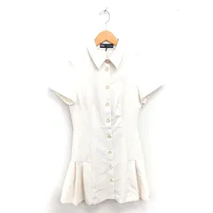 ザラ ZARA シャツワンピ ワンピース ひざ丈 ステンカラー プリーツ 半袖 S アイボリー /TT