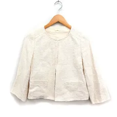 アナイ ANAYI ツイード ノーカラー ジャケット リネン混 コットン 綿 38 ベージュ /FT39