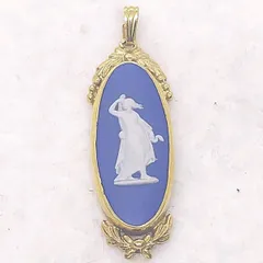 ウェッジウッド ジャスパー ペンダントトップ ブルー ゴールドカラー カメオ 刻印あり アクセサリー 英国製 【L13】