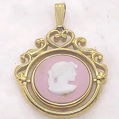 ウェッジウッド ジャスパー カメオ ペンダントトップ ピンク WEDGWOOD ENGLAND 刻印 ヴィンテージ アクセサリー 陶器 女神 【L14】
